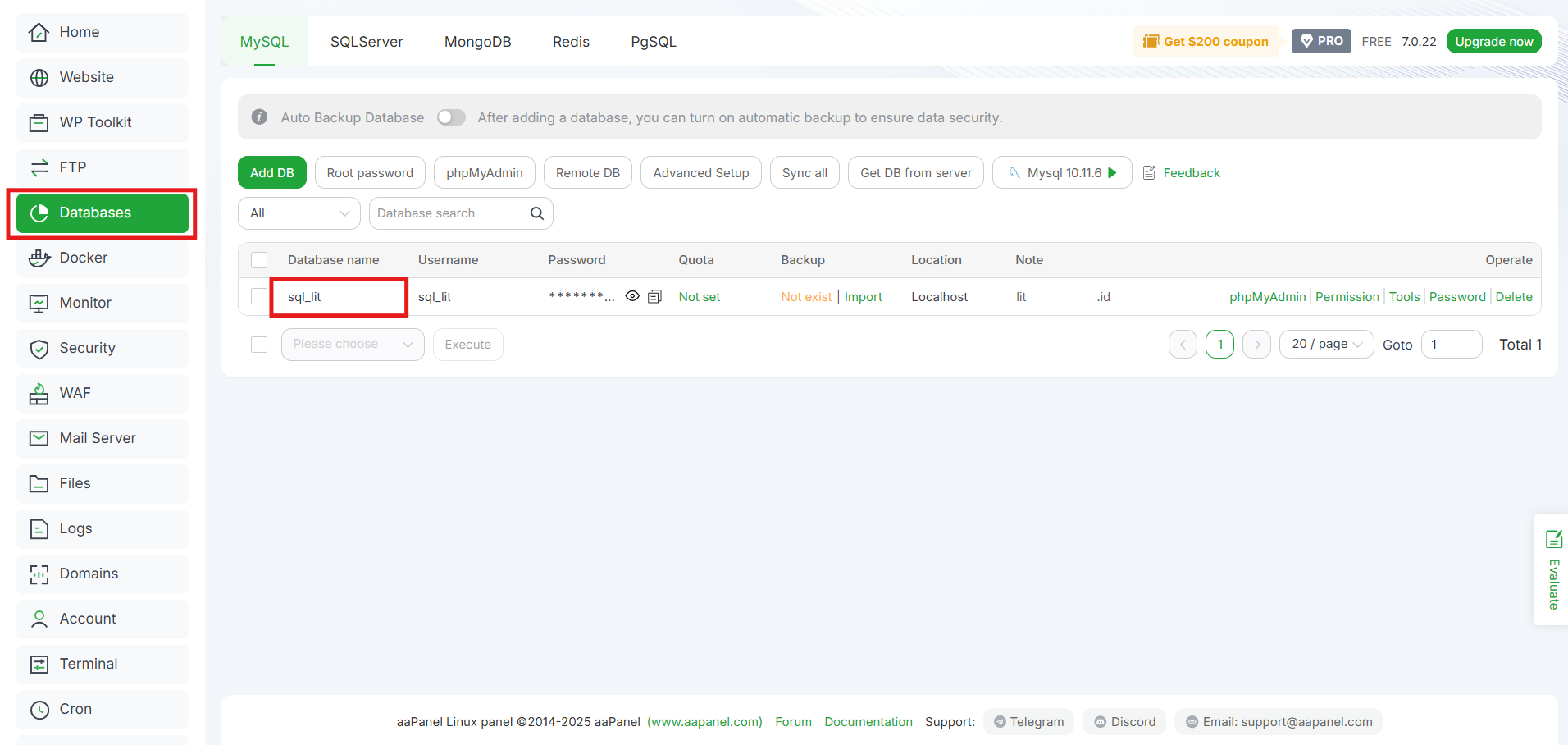 Remote MySQL di aaPanel: Cara Akses Database dari Jauh! 2 Remote MySQL di aaPanel: Cara Akses Database dari Jauh! 1