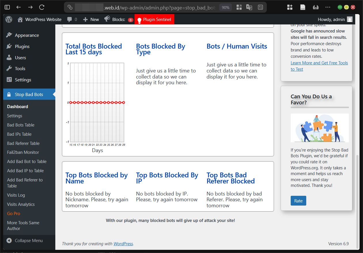 Panduan Fitur - Fitur Plugin Stop Bad Bots di Wordpress 3 Panduan Fitur - Fitur Plugin Stop Bad Bots di WordPress