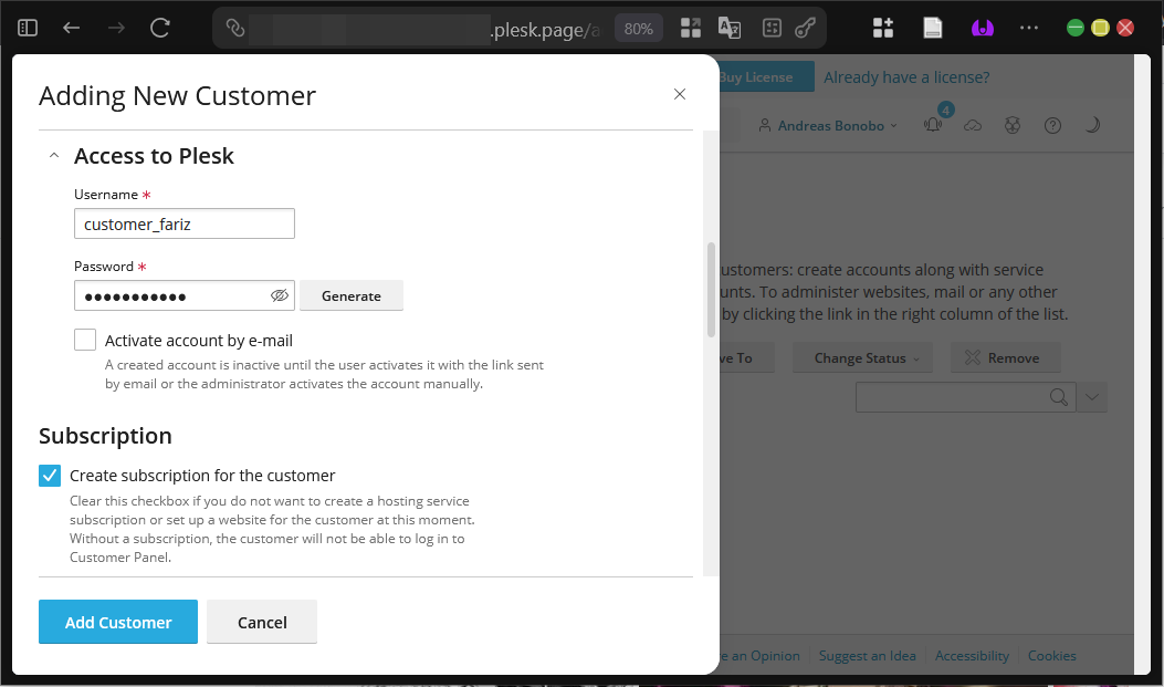 Panduan Tambah Akun Customer di Plesk Panel (Metode GUI) 9 Panduan Tambah Akun Customer di Plesk Panel (Metode GUI)