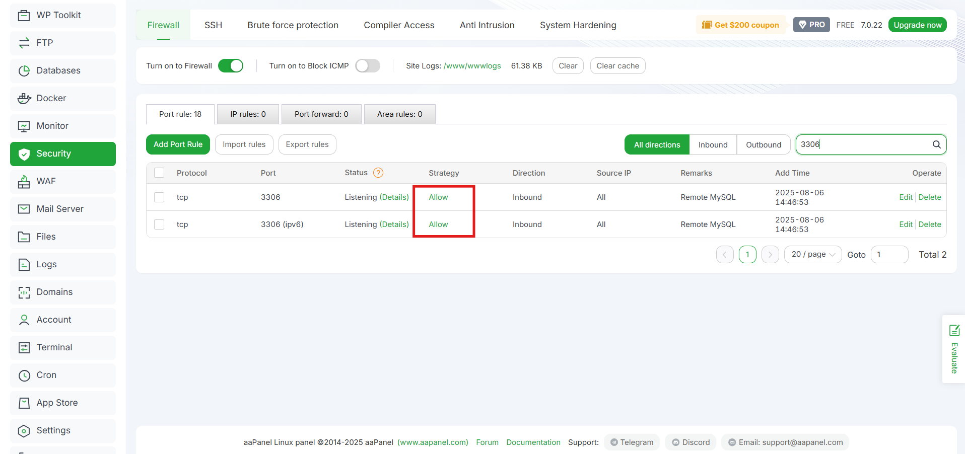 Remote MySQL di aaPanel: Cara Akses Database dari Jauh! 7 Remote MySQL di aaPanel: Cara Akses Database dari Jauh! 6