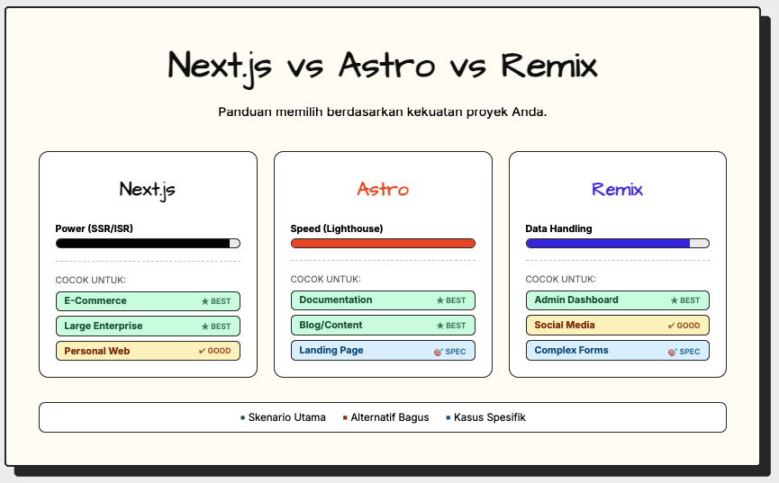 Next.js vs Astro vs Remix: Perbandingan Framework Front-End untuk Proyekmu 2 Next.js vs Astro vs Remix
