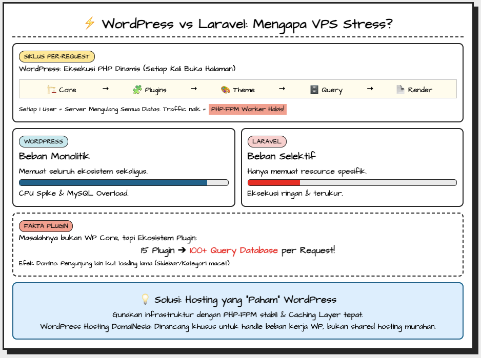 WordPress vs Laravel di VPS yang Sama: Perbandingan Beban CPU, RAM, dan Database 2 WordPress vs Laravel