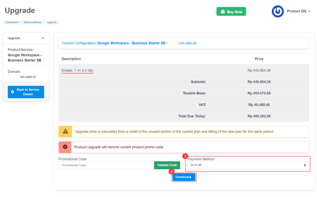 Cara Upgrade Akun Google Workspace DomaiNesia 6 Upgrade Akun Google Workspace