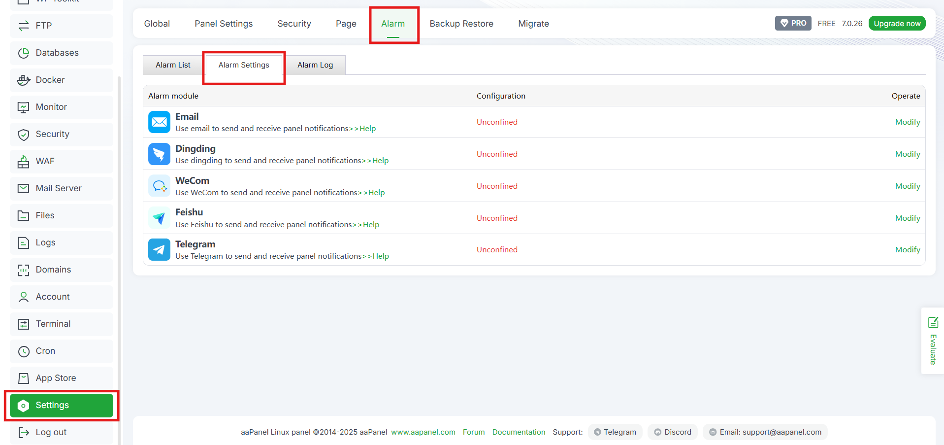 Cara Setup Notifikasi Server aaPanel via Telegram dan Email 4 Cara Setup Notifikasi Server aaPanel via Telegram dan Email 3