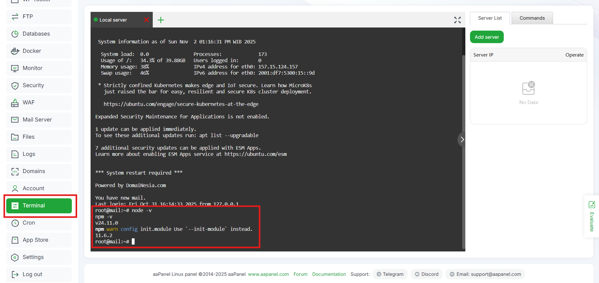 Cara Mengatur Composer & Node Package Manager di aaPanel 10 Cara Mengatur Composer & Node Package Manager di aaPanel 9