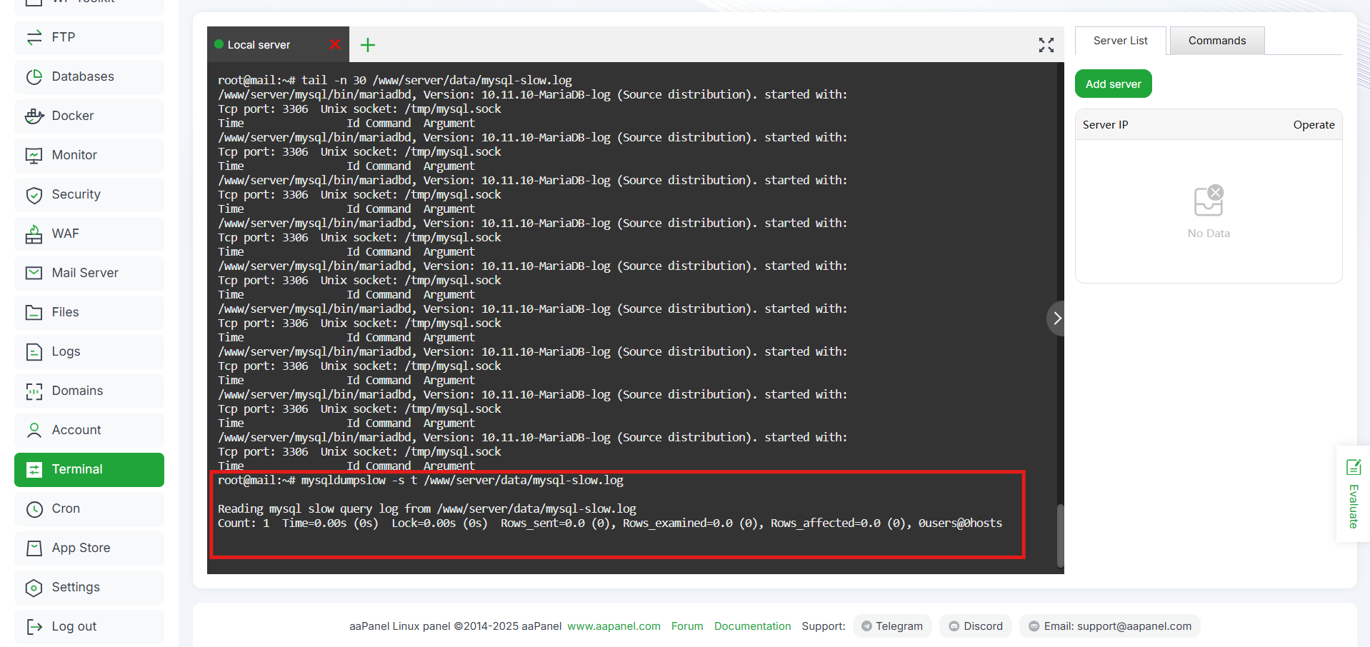 Optimasi Database MySQL/MariaDB di aaPanel (Tuning & Index) 13 Optimasi Database MySQL/MariaDB di aaPanel (Tuning & Index) 13