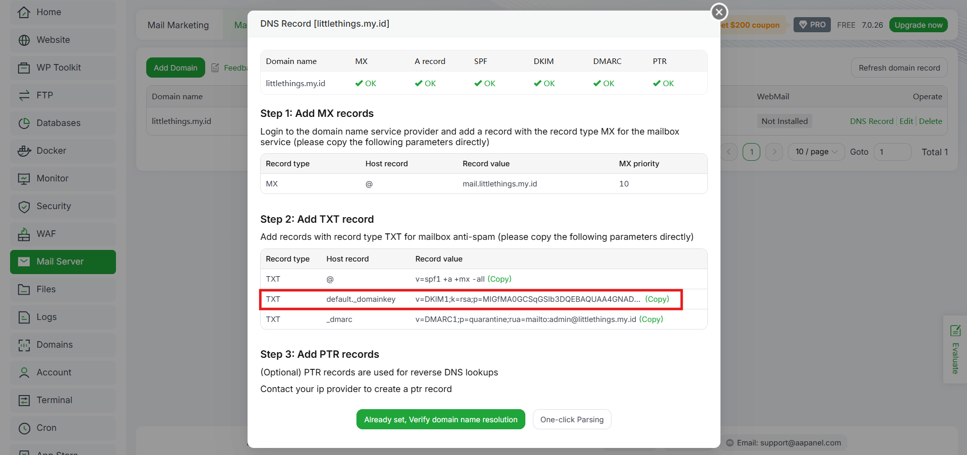 Tutorial Mudah Cara Mengatasi Email Masuk Spam di aaPanel 4 Tutorial Mudah Cara Mengatasi Email Masuk Spam di aaPanel 3