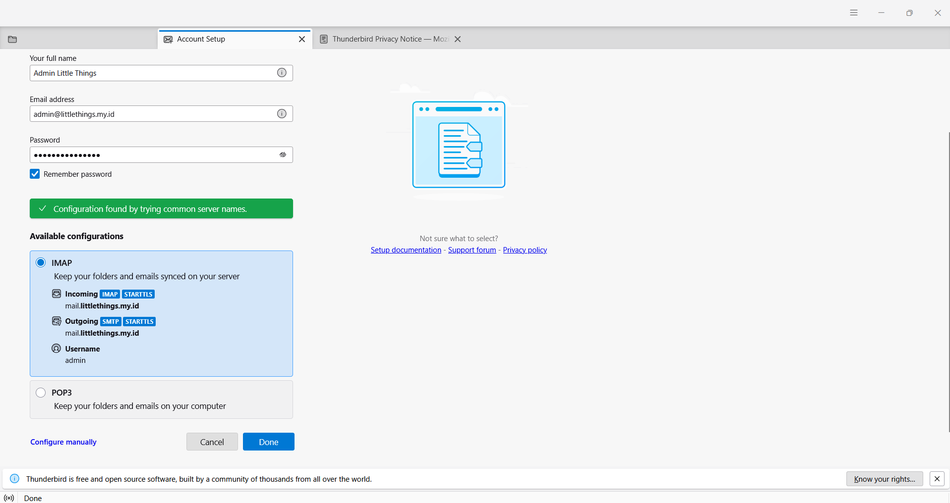 Cara Menghubungkan Mail Server aaPanel dengan Thunderbird 6 Cara Menghubungkan Mail Server aaPanel dengan Thunderbird 5
