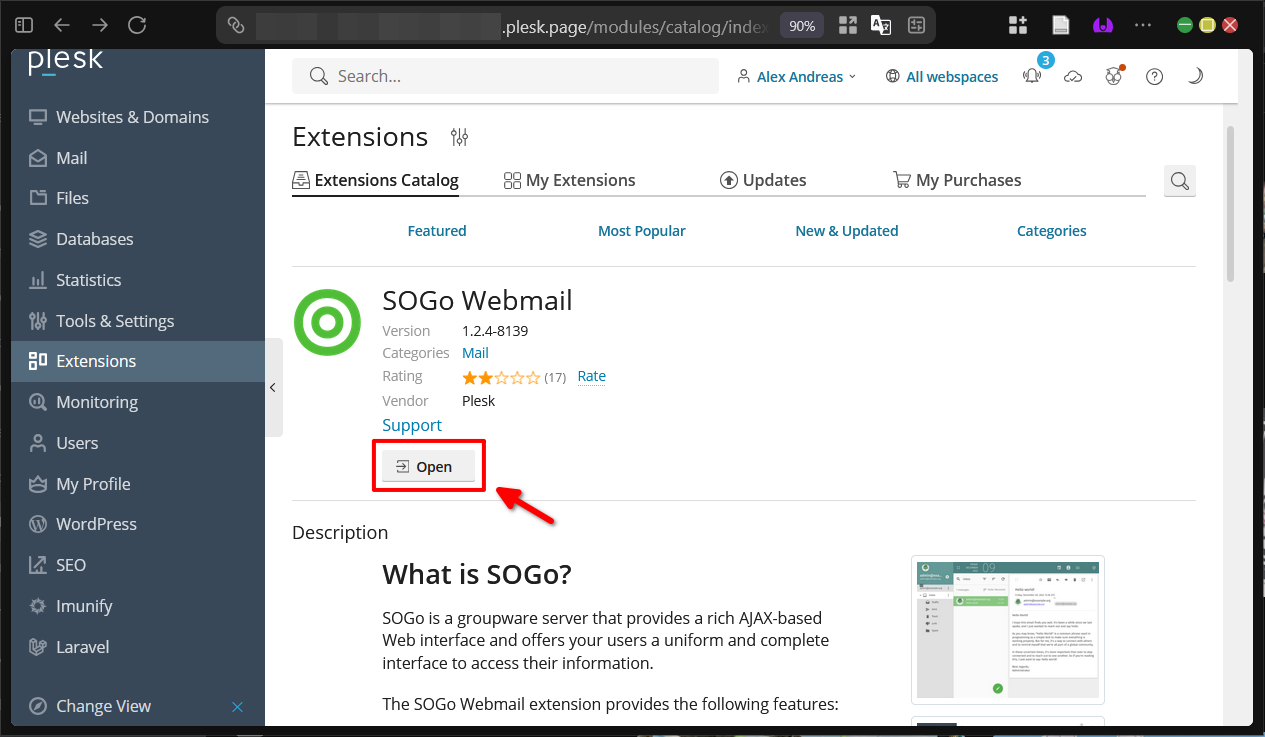 Panduan Install Ekstensi Sogo Webmail di Plesk Panel 6 Panduan Install Ekstensi Sogo Webmail di Plesk Panel