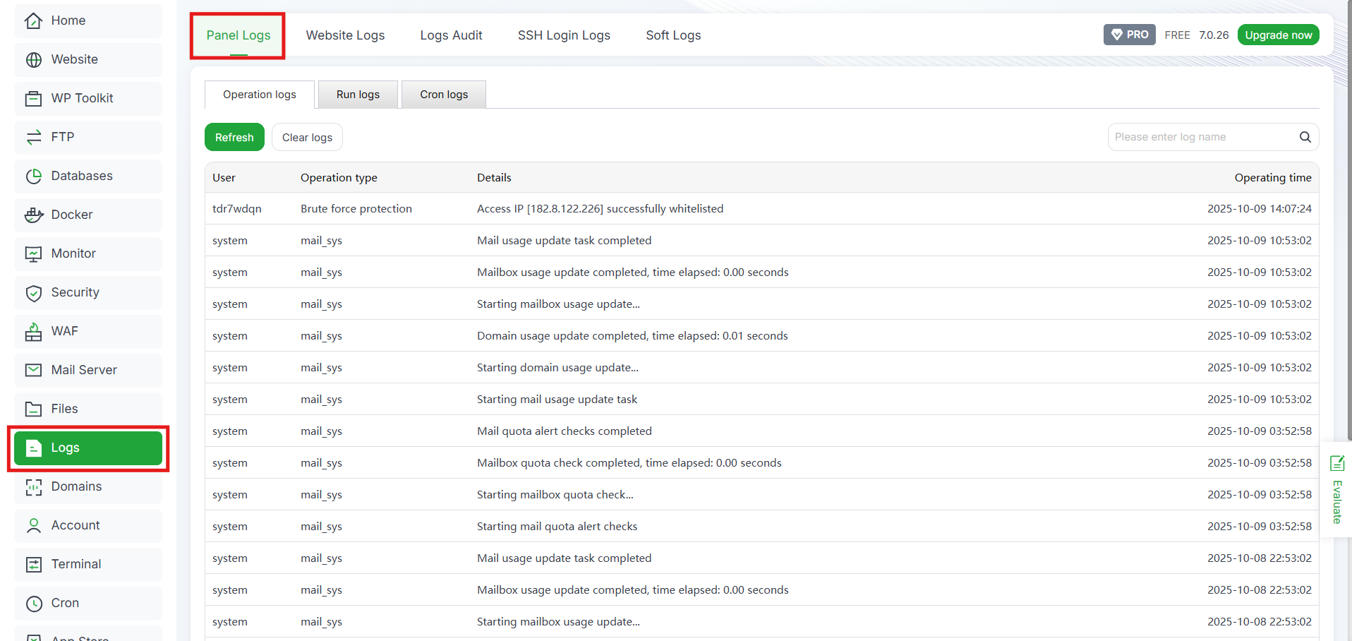 Membaca & Analisis Log di aaPanel (Website, Mail, Security) 6 Membaca & Analisis Log di aaPanel (Website, Mail, Security) 5