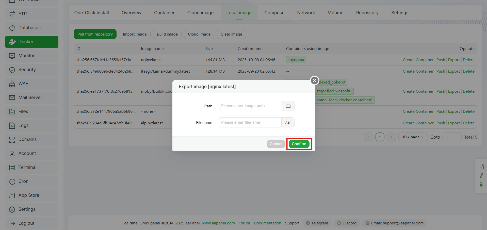 Integrasi Docker dengan aaPanel: Deploy Container via GUI 14 Integrasi Docker dengan aaPanel: Deploy Container via GUI 13