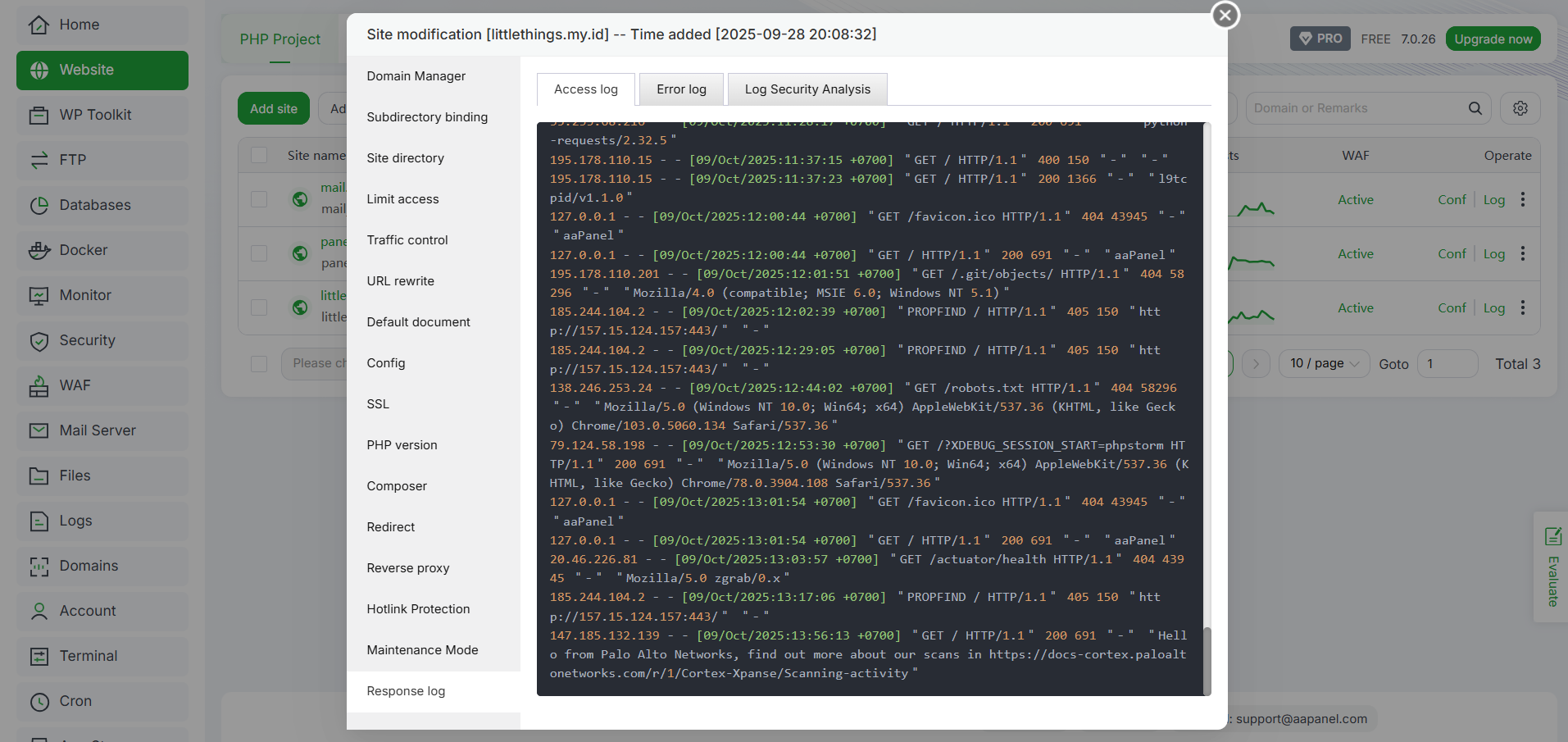 Membaca & Analisis Log di aaPanel (Website, Mail, Security) 8 Membaca & Analisis Log di aaPanel (Website, Mail, Security) 7