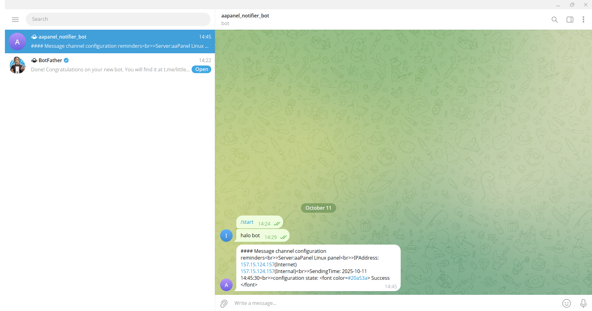 Cara Setup Notifikasi Server aaPanel via Telegram dan Email 21 Cara Setup Notifikasi Server aaPanel via Telegram dan Email 20