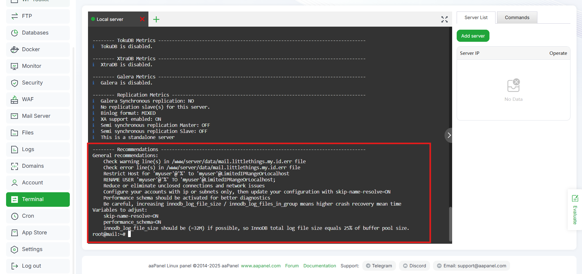 Optimasi Database MySQL/MariaDB di aaPanel (Tuning & Index) 12 Optimasi Database MySQL/MariaDB di aaPanel (Tuning & Index) 12