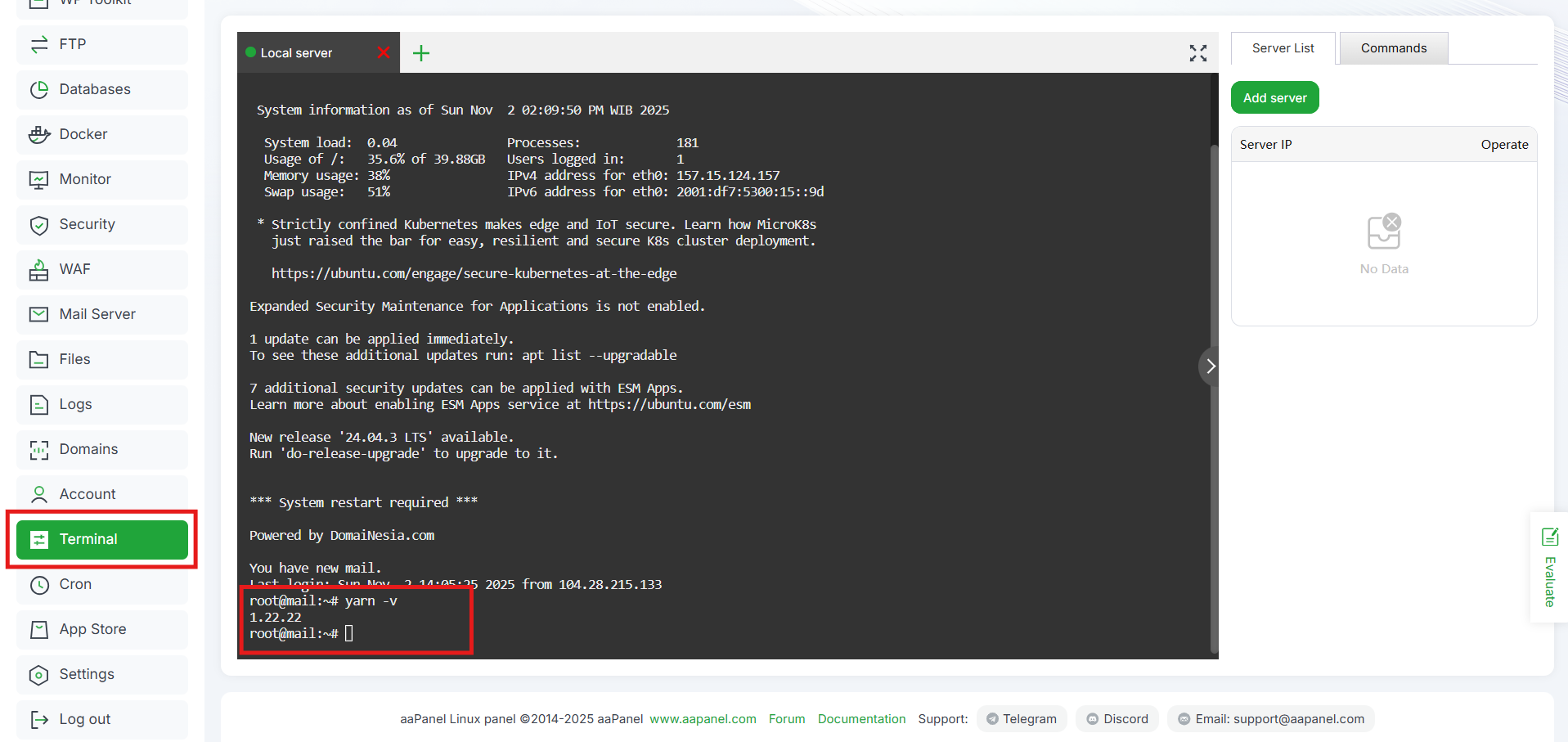 Cara Mengatur Composer & Node Package Manager di aaPanel 12 Cara Mengatur Composer & Node Package Manager di aaPanel 11