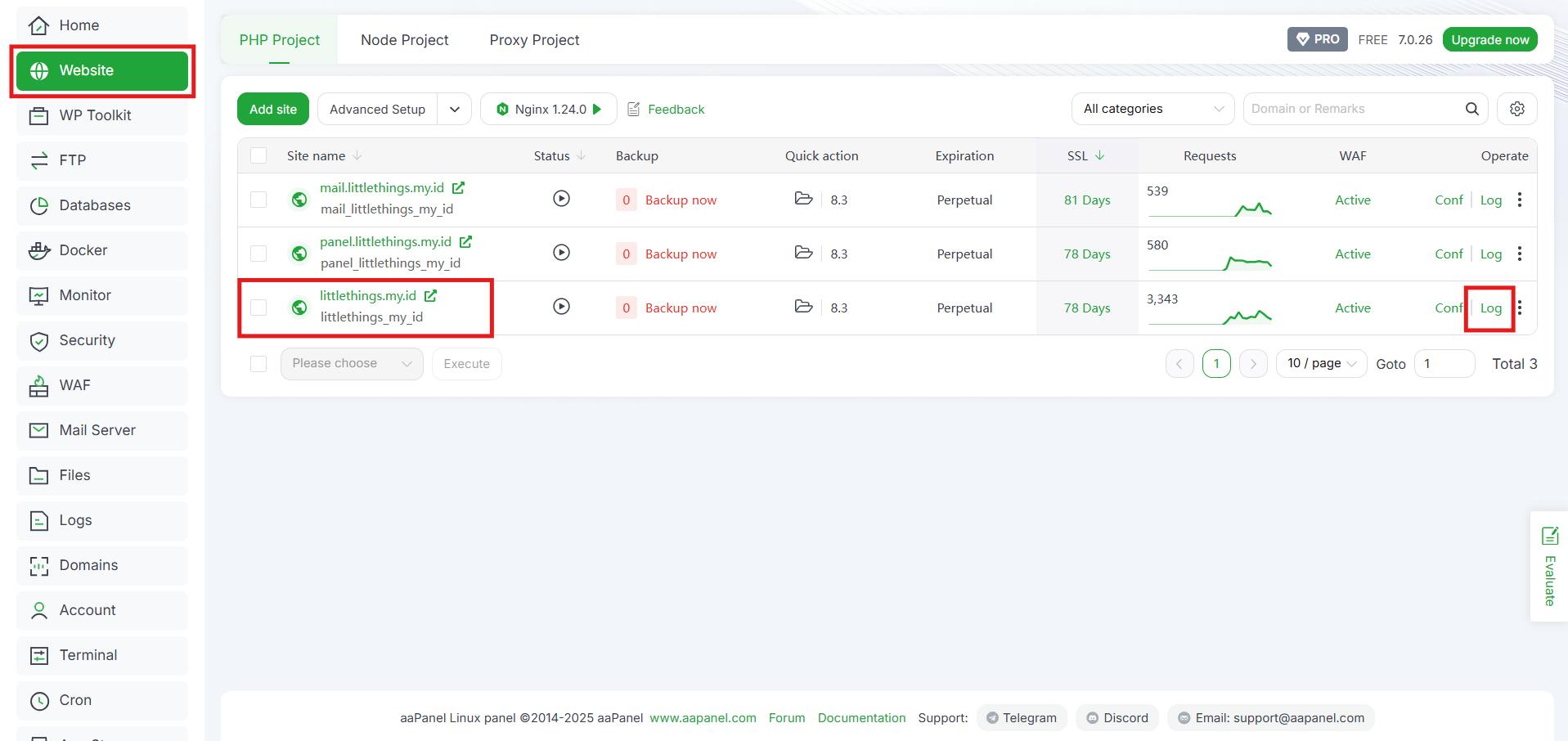 Membaca & Analisis Log di aaPanel (Website, Mail, Security) 7 Membaca & Analisis Log di aaPanel (Website, Mail, Security) 6