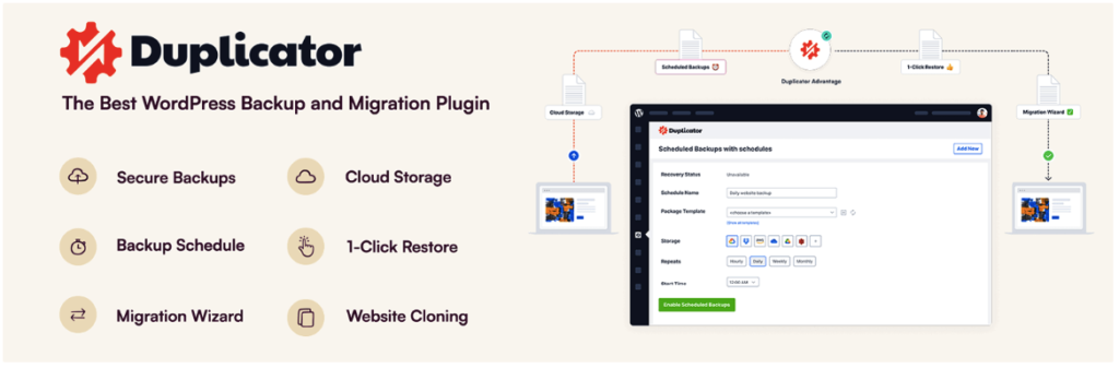 Rekomendasi Plugin Backup WordPress Terbaik: Fitur, Batasannya, dan Mana yang Tepat untuk Situsmu 4 Backup WordPress
