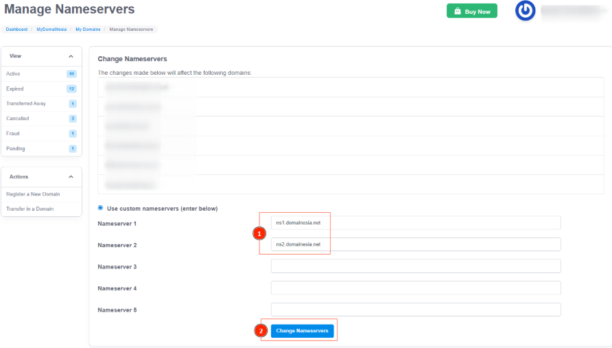 3 Langkah Mengubah Nameserver Banyak Domain Sekaligus di DomaiNesia 4 ubah Nameserver Banyak Domain Sekaligus