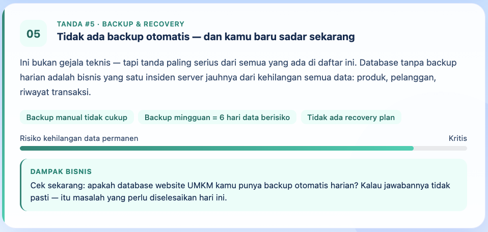 5 Tanda Database Website UMKM Kamu Sedang Sekarat (dan Cara Menyelamatkannya) 6 Database Website UMKM