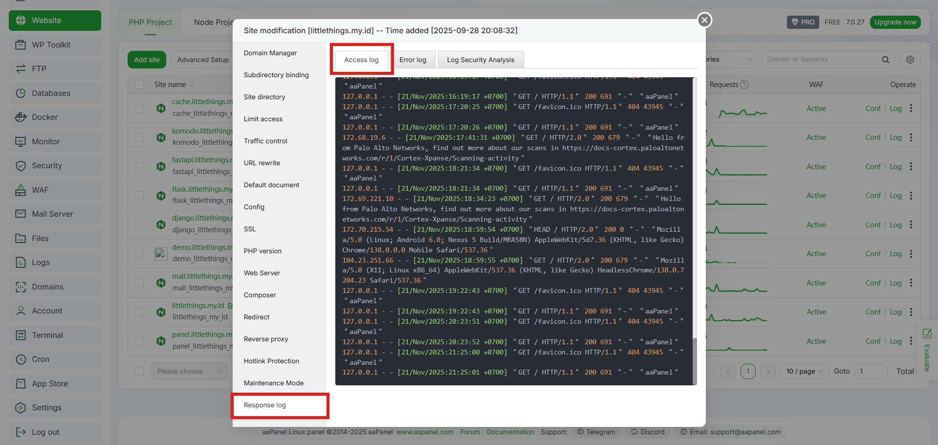 4 Cara Melihat dan Mengatur Access Log Web Server di aaPanel 5 4 Cara Melihat dan Mengatur Access Log Web Server di aaPanel 4