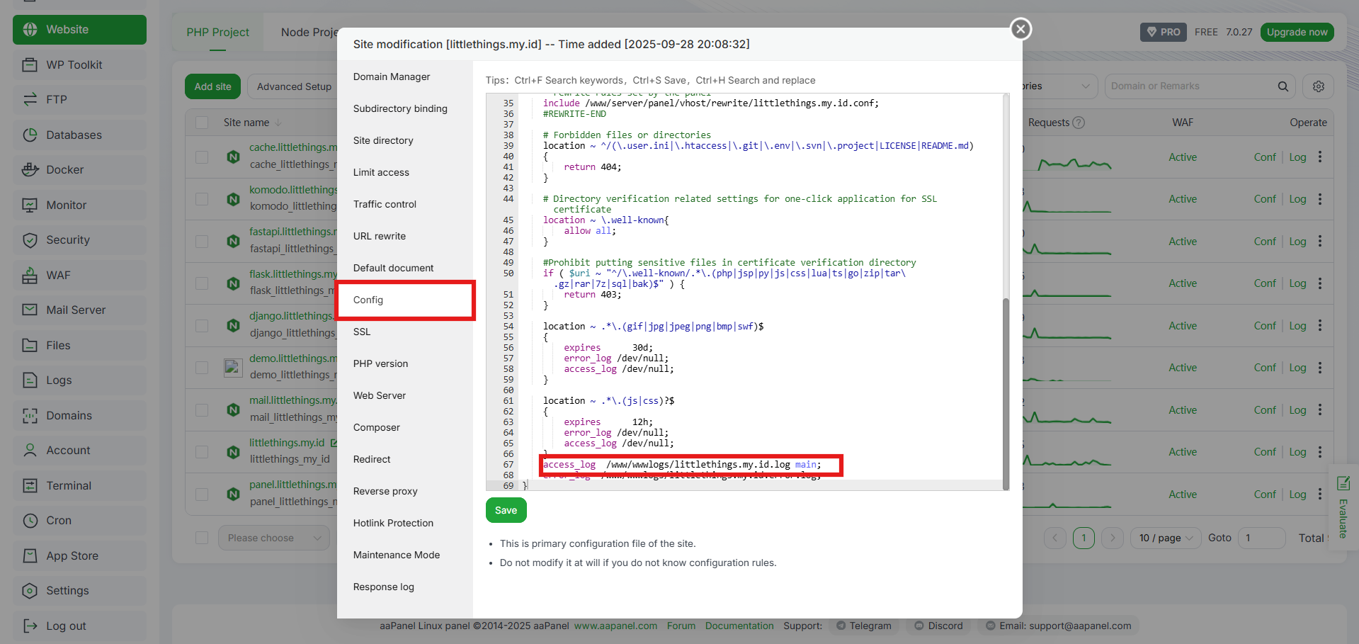 4 Cara Melihat dan Mengatur Access Log Web Server di aaPanel 12 4 Cara Melihat dan Mengatur Access Log Web Server di aaPanel 11