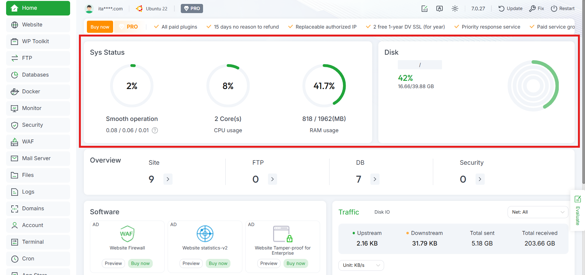 2 Cara Monitoring Trafik Jaringan dan Bandwidth di aaPanel 2 2 Cara Monitoring Trafik Jaringan dan Bandwidth di aaPanel 1