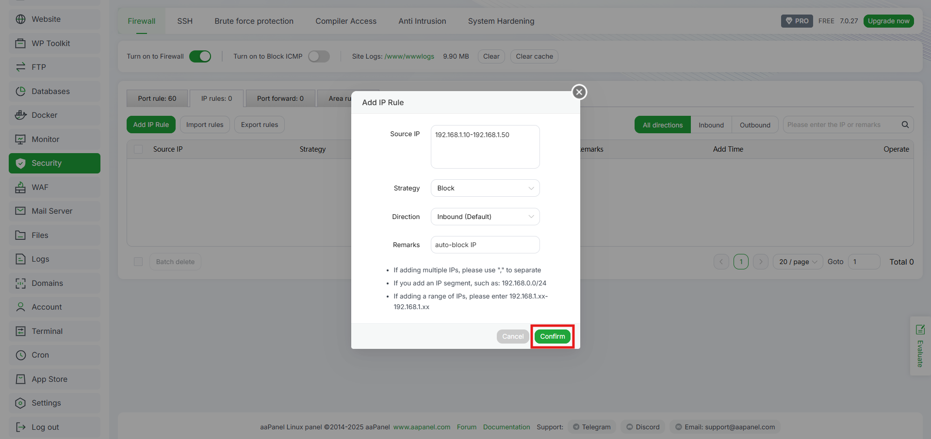 Cara Setup Auto Block IP di aaPanel, Cegah Brute Force! 4 Cara Setup Auto Block IP di aaPanel, Cegah Brute Force! 3