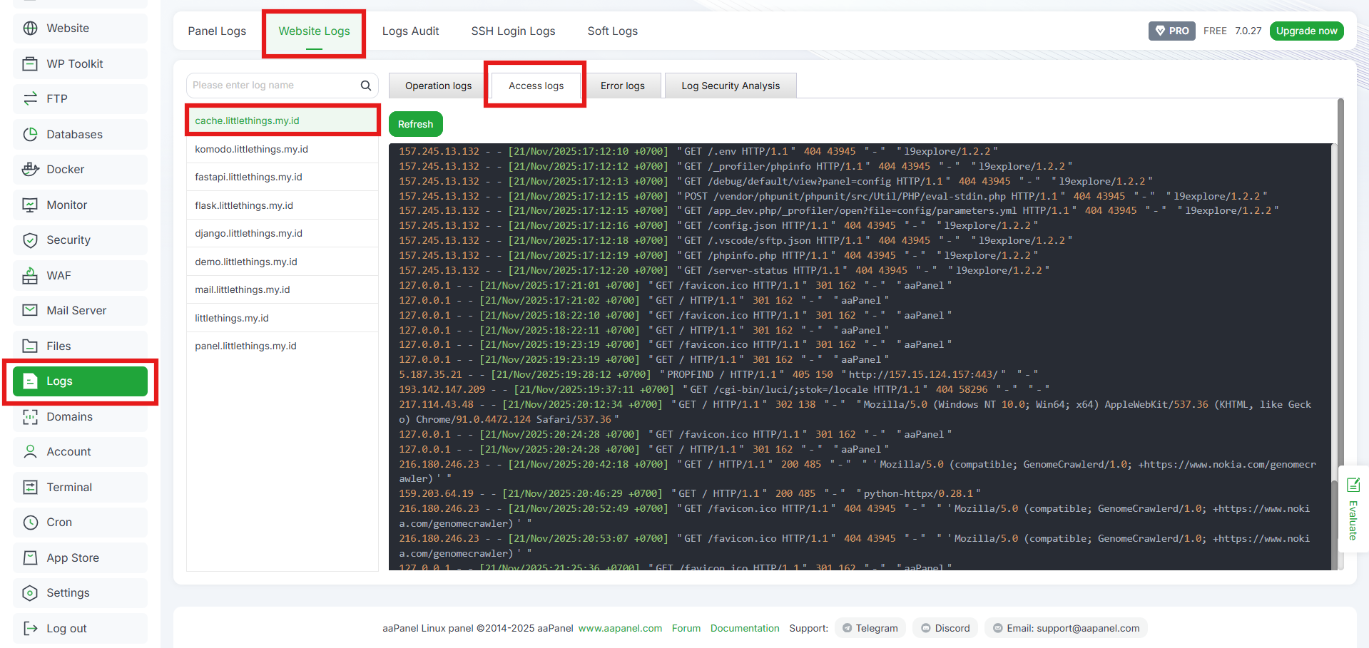 4 Cara Melihat dan Mengatur Access Log Web Server di aaPanel 6 4 Cara Melihat dan Mengatur Access Log Web Server di aaPanel 5
