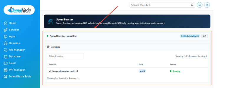 Cara Aktivasi Speed Booster di Hosting DomaiNesia 7 Aktivasi Speed Booster