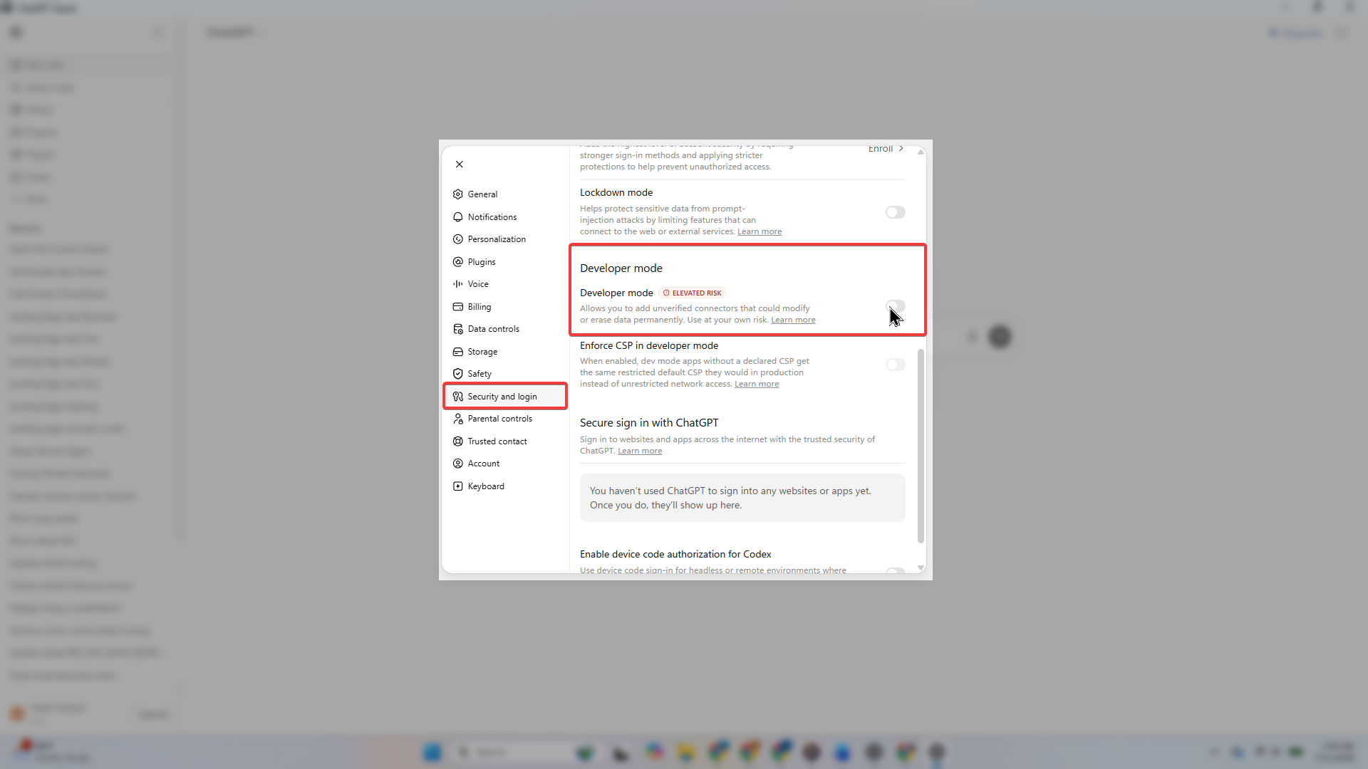 Gambar 5. Aktifkan Developer mode melalui Settings > Security & login. Gambar 5. Aktifkan Developer mode melalui Settings > Security & login.