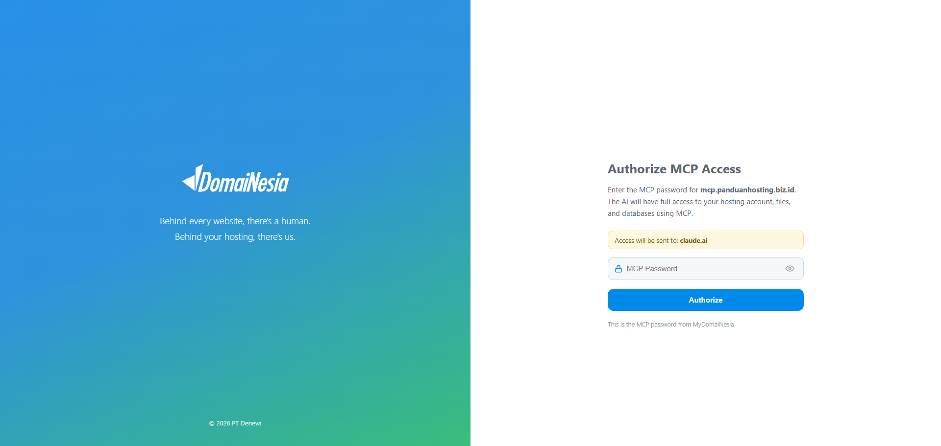 Gambar 7. Masukkan MCP Password lalu klik Authorize. Gambar 7. Masukkan MCP Password lalu klik Authorize.