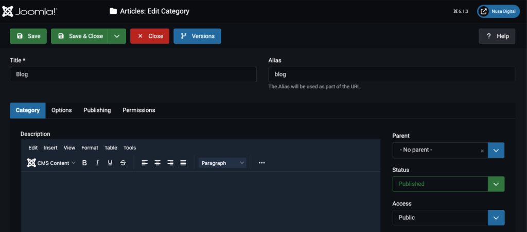Cara Membuat Website dengan Joomla untuk Pemula 14 Membuat Category Blog di Joomla.
