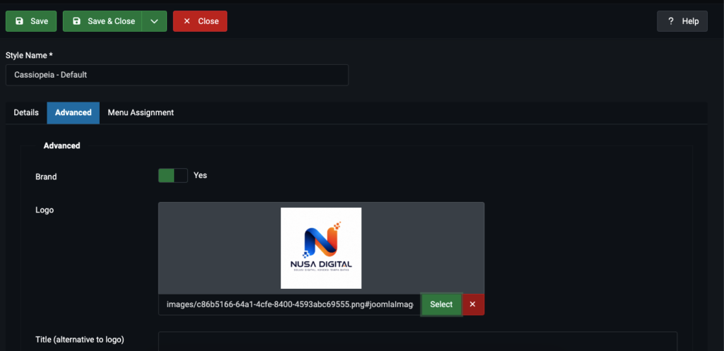 Cara Membuat Website dengan Joomla untuk Pemula 19 Mengatur template Cassiopeia pada Joomla.