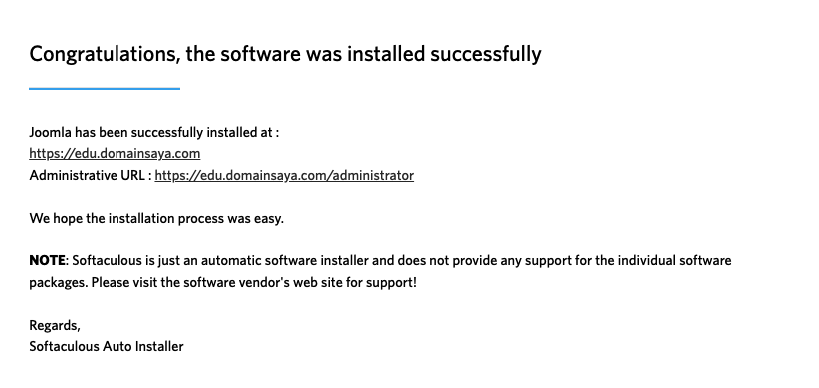Cara Membuat Website dengan Joomla untuk Pemula 11 Joomla berhasil diinstal menggunakan Softaculous.