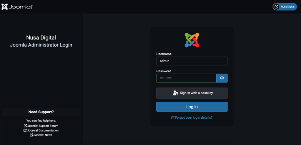Cara Membuat Website dengan Joomla untuk Pemula 12 Halaman login Joomla Administrator.