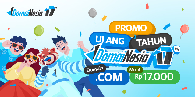 Rayakan Ulang Tahun DomaiNesia ke-17! Promo Domain Rp1.700 dan Diskon Hosting 2 Promo Ulang Tahun DomaiNesia